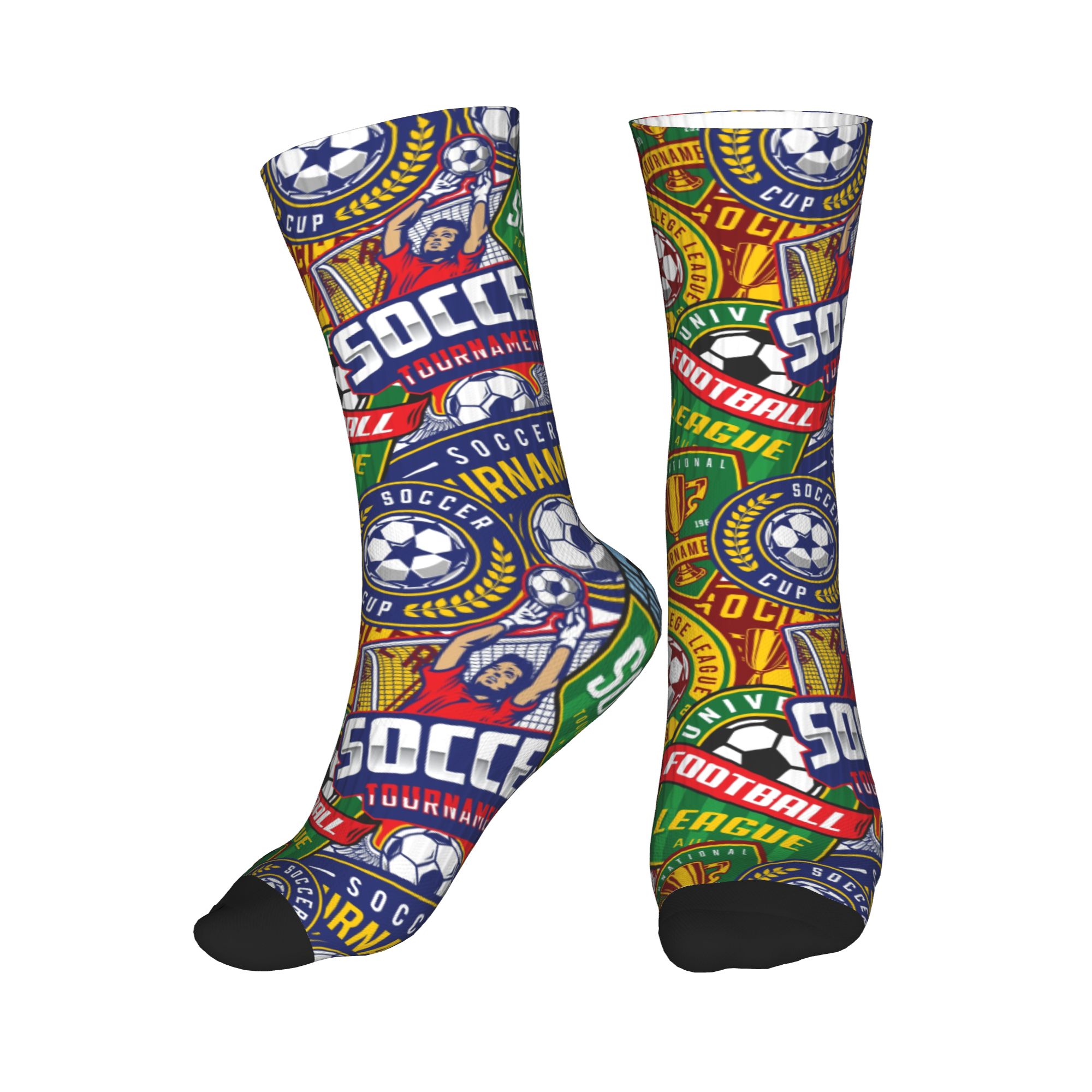 Dress Sock Men - Retro Soccer Badge Green Red Sports