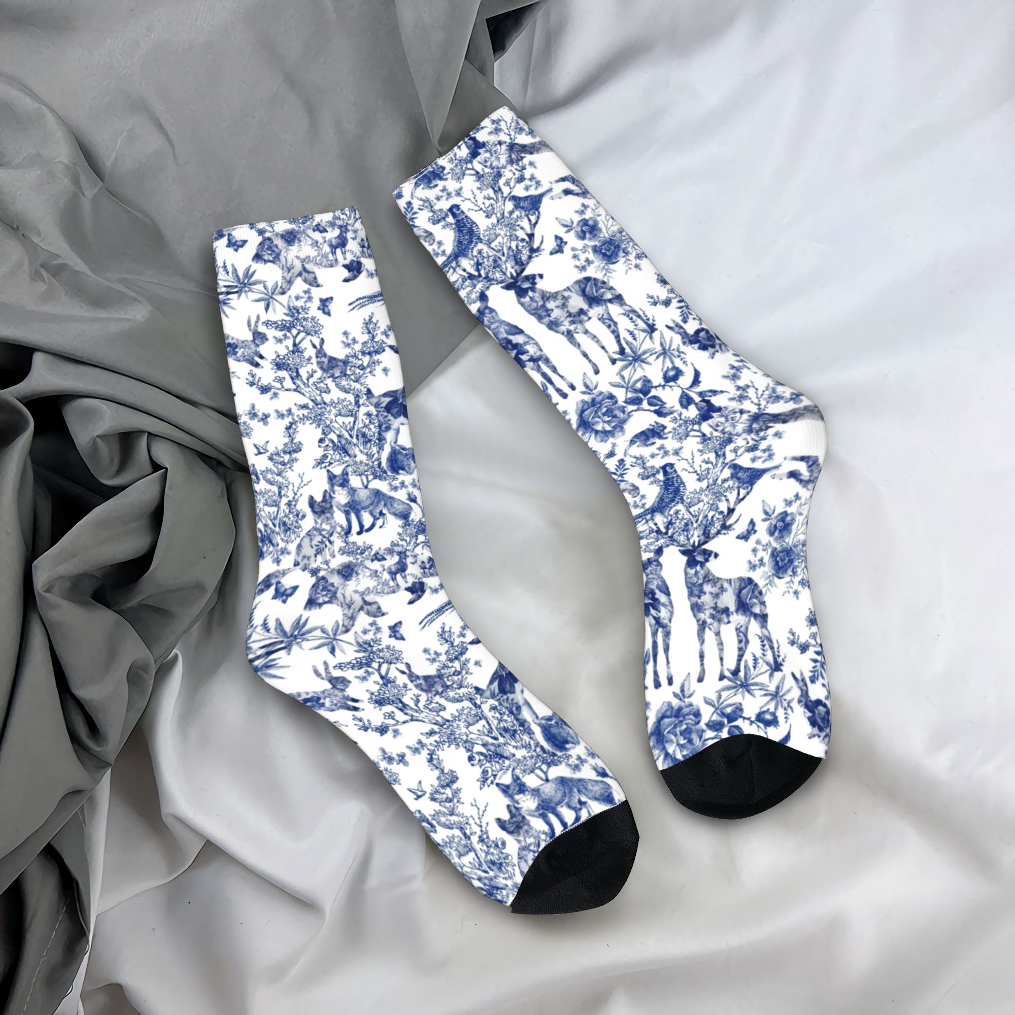 Dress Sock Men - Custom Vintage French Toile De Jouy