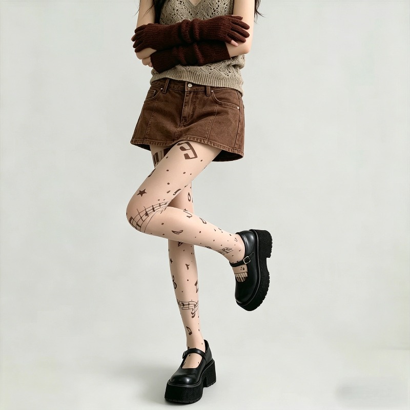 Y2K Musical Note Print Sheer P - огляд і ціна Tights Pantyhose Sheer
