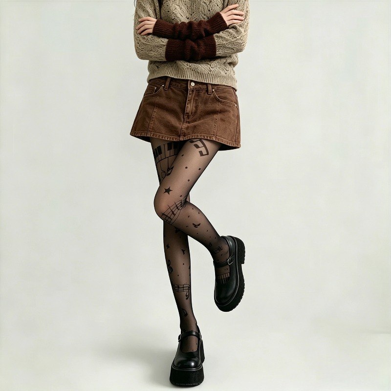 Y2K Musical Note Print Sheer P - огляд і ціна Tights Pantyhose Sheer
