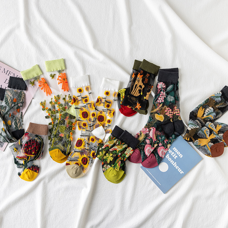 1/4 Pairs Retro Flower Women G - огляд і ціна Silk Sock Bamboo