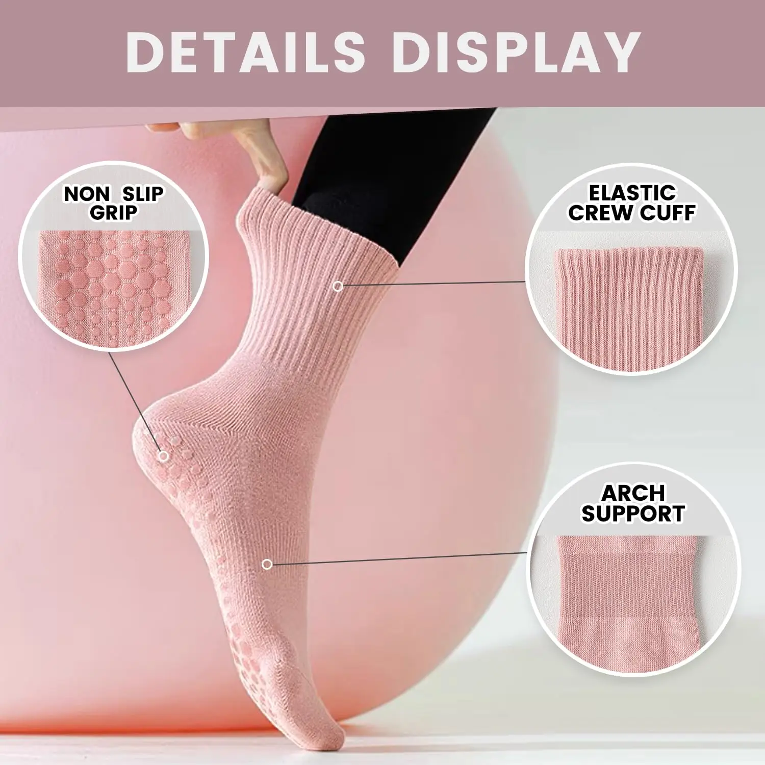 4 pairs of women's yoga socks, - огляд і ціна Grip Sock Yoga