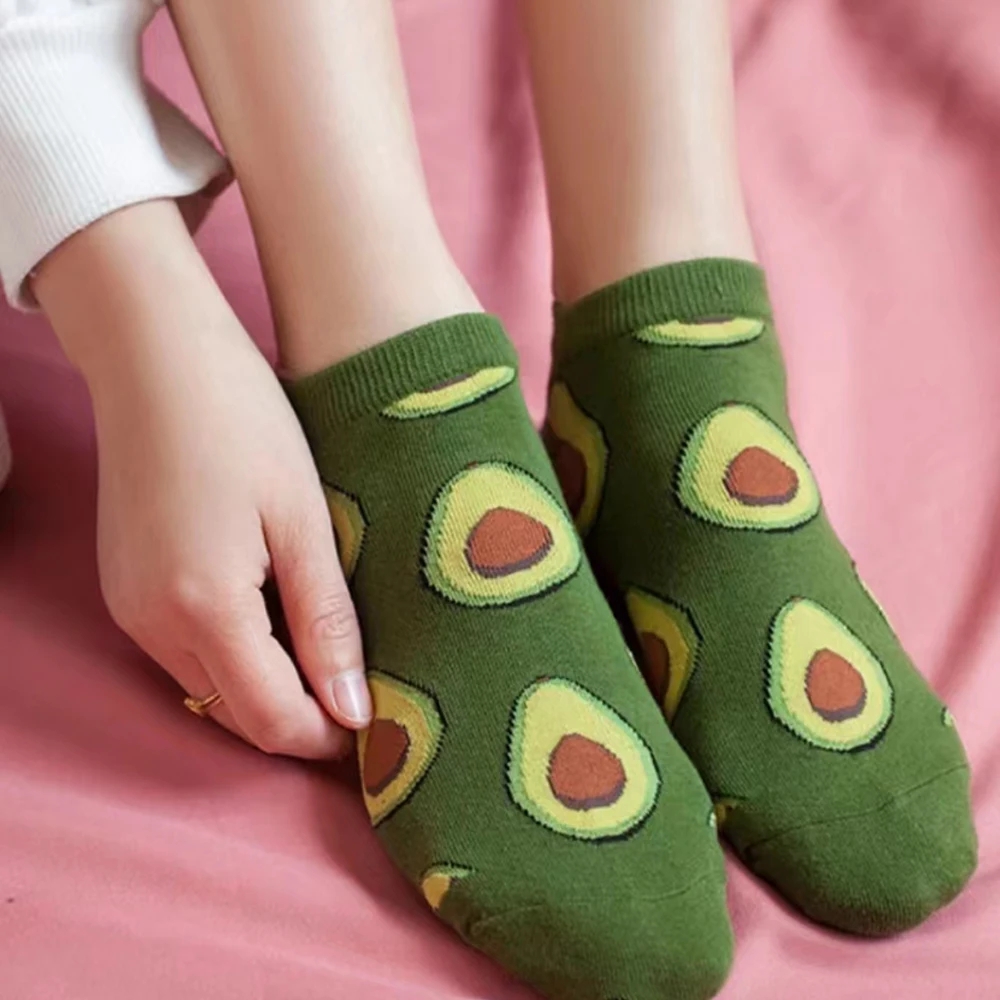 5 Pairs Cartoon Avocado Crew A - огляд і ціна No Show Sock Women