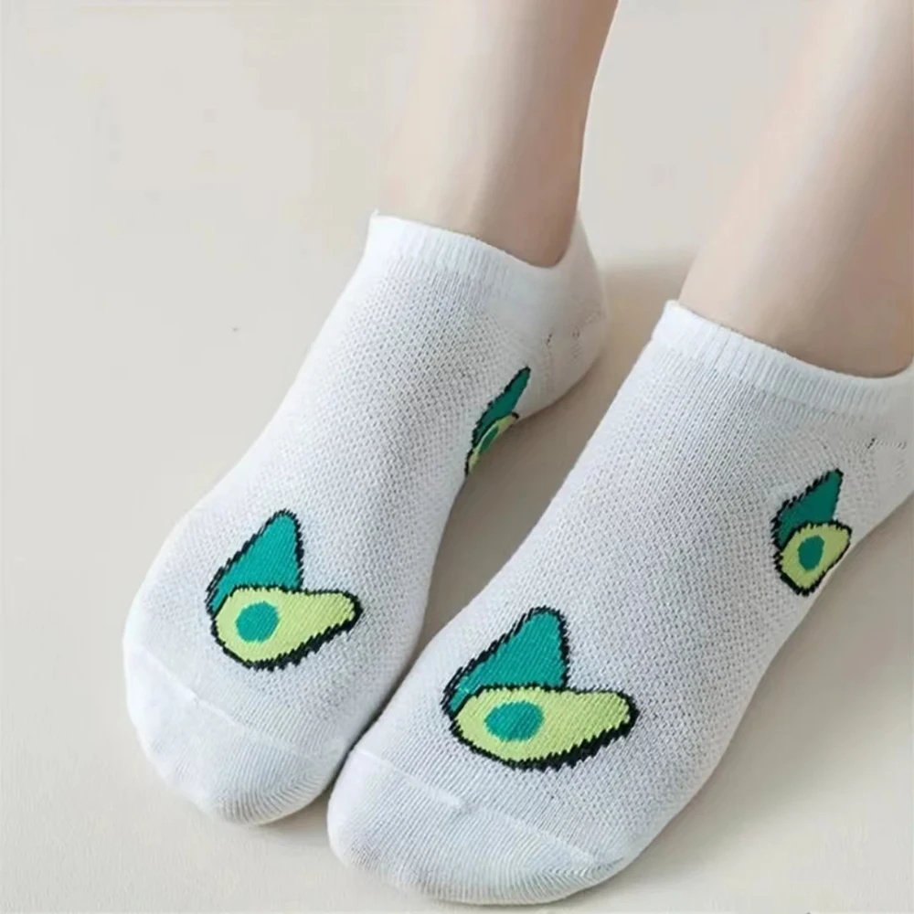 5 Pairs Cartoon Avocado Crew A - огляд і ціна No Show Sock Women